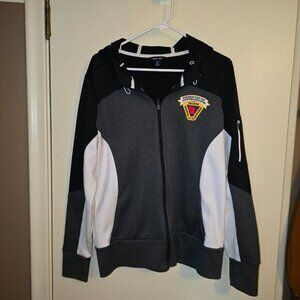 Full Zip Hoodie Black/Grey/White Female Firefighter Inspector Wisconsin Size XL‎